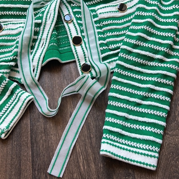 SELF-PORTRAIT Stripped cotton-blend cardigan - Picture 3 of 6